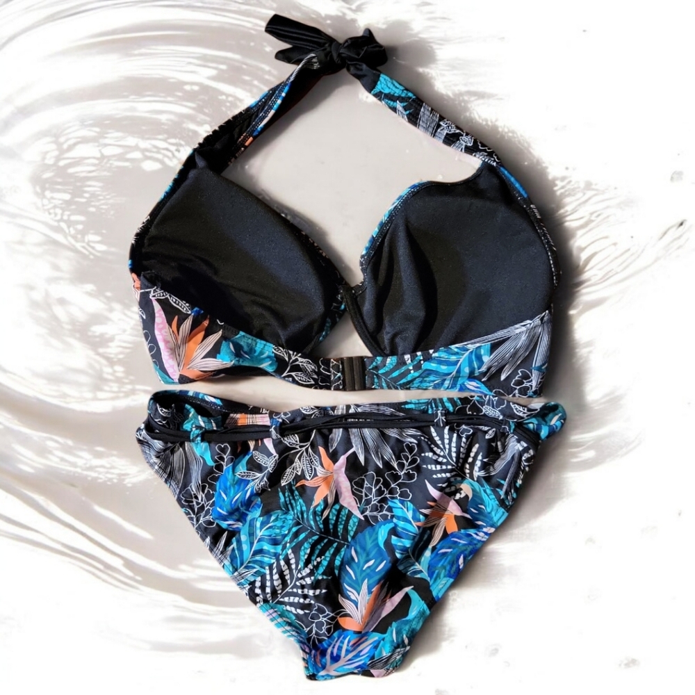 2 Piece Venice Beach Bikini 40 DD Top Bottom Sz 12 Mix-kini - Picture 2 of 6